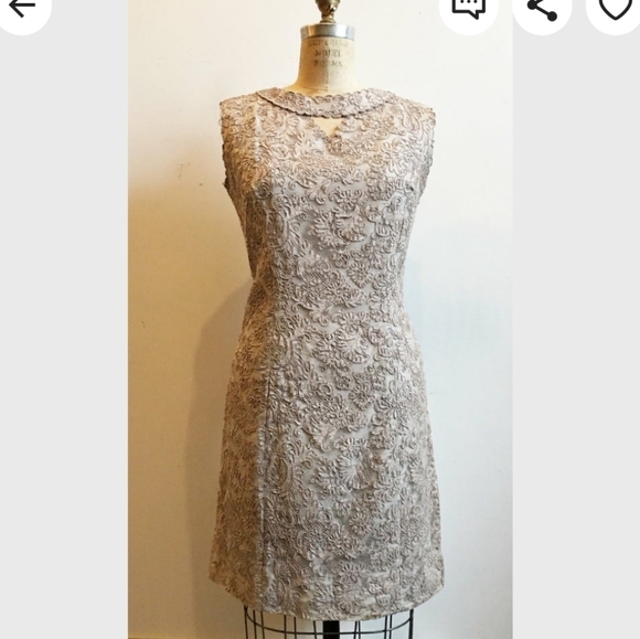 True Vintage J.H. Strauss 60's Luxury Lace Jacquard Shift Dress Made in France - Picture 3 of 16
